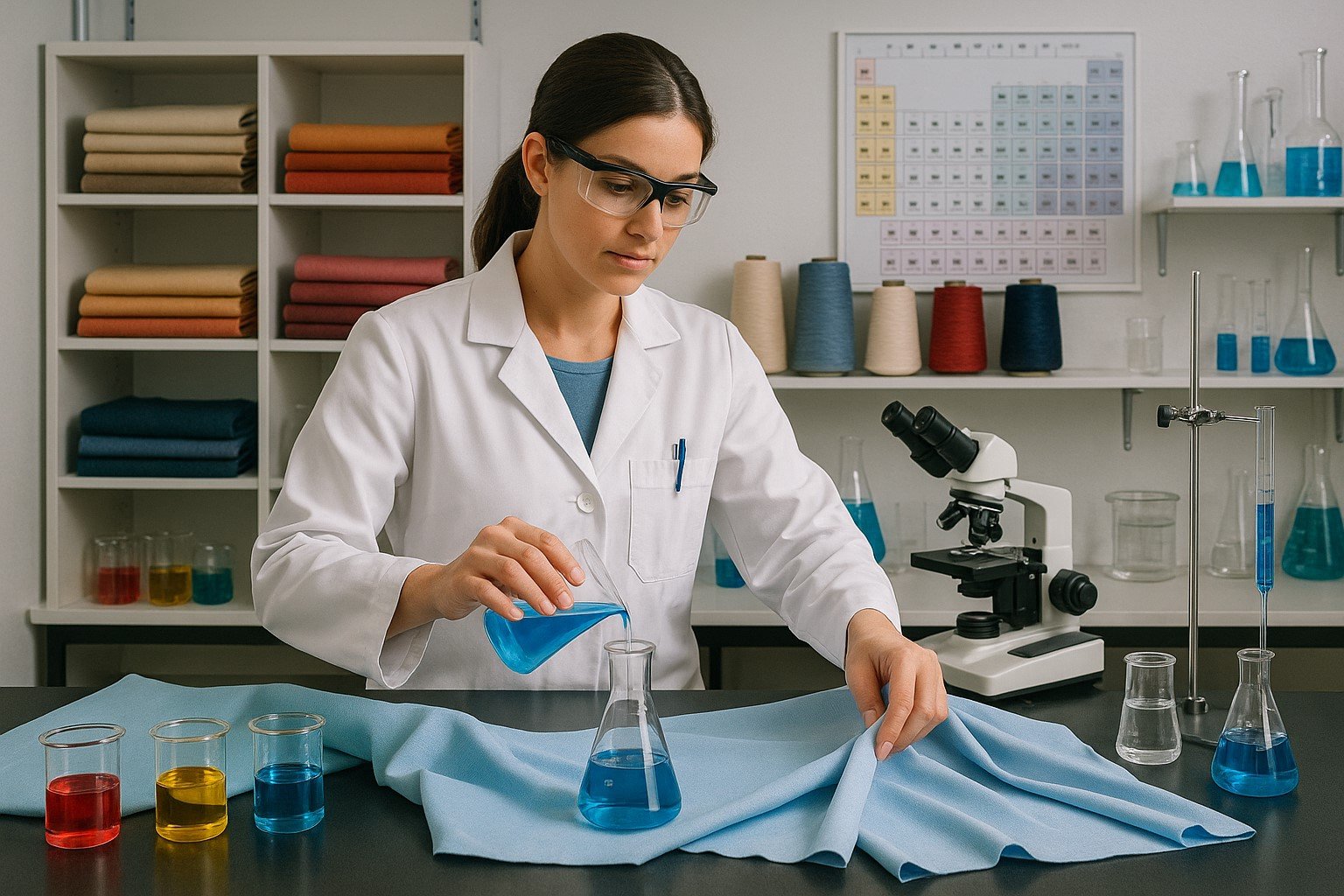 Scientist working in a textile laboratory